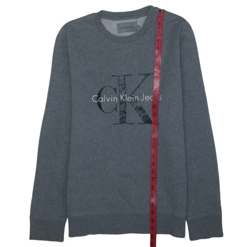 Calvin Klein Jeans Men's Grey Logo Pullover Sweatshirt M