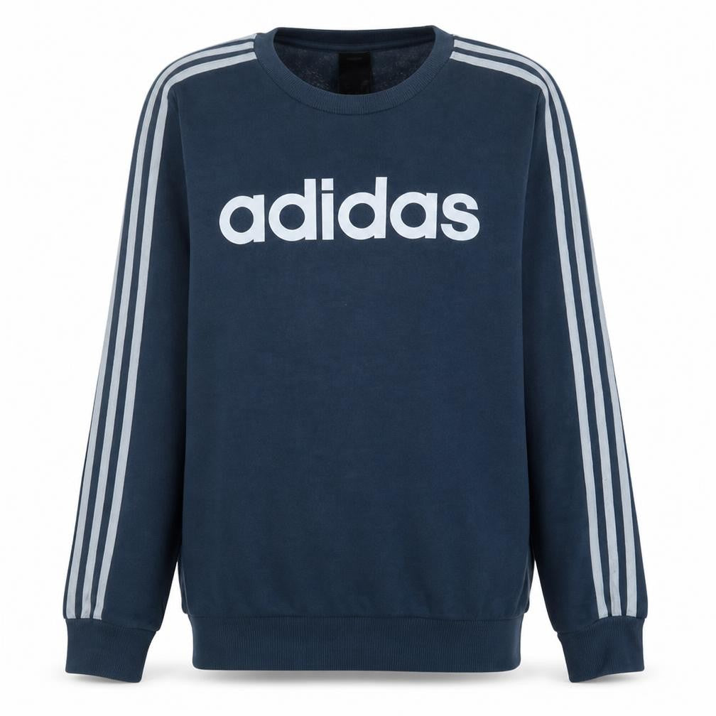 Adidas Men Blue Logo Crew Neck Pullover Sweatshirt Size M