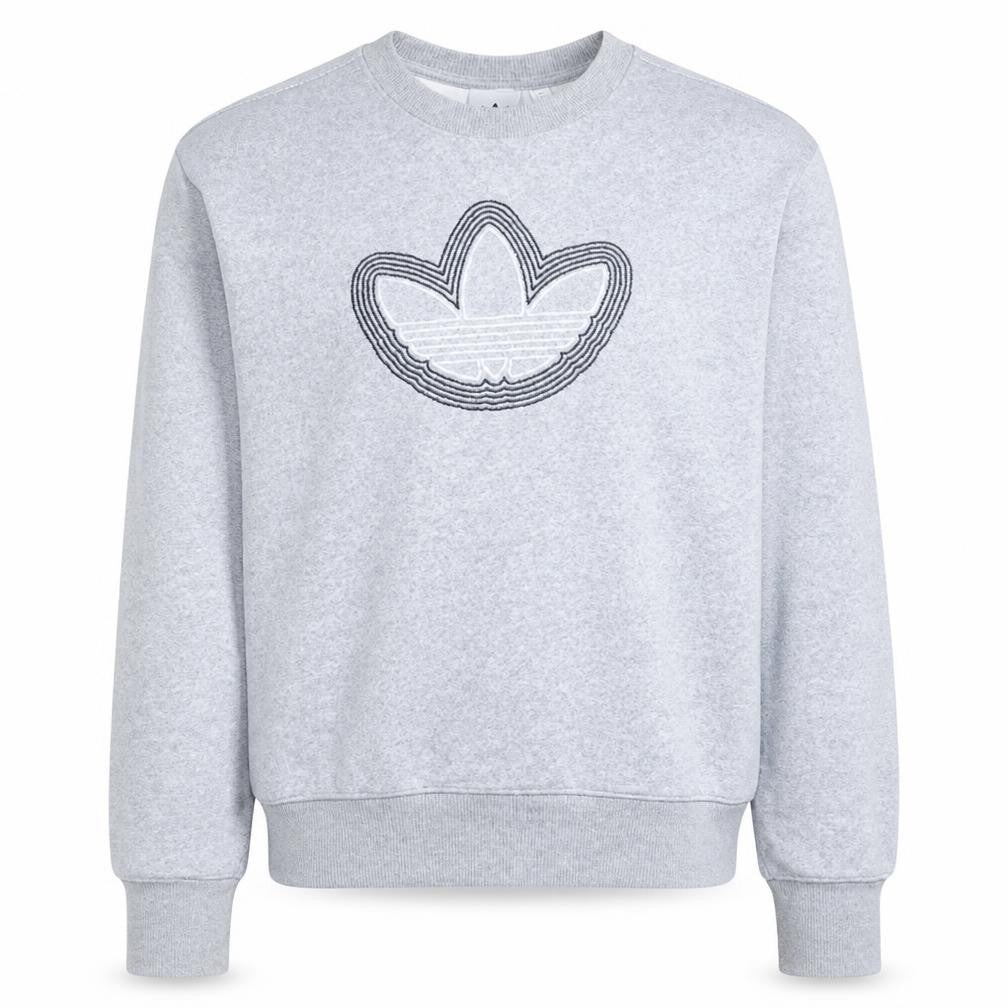 Adidas Women Grey Crew Neck Pullover Sweatshirt Size M Logo Design
