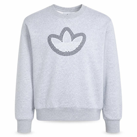 Adidas Women Grey Crew Neck Pullover Sweatshirt Size M Logo Design