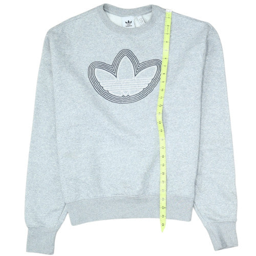 Adidas Women Grey Crew Neck Pullover Sweatshirt Size M Logo Design
