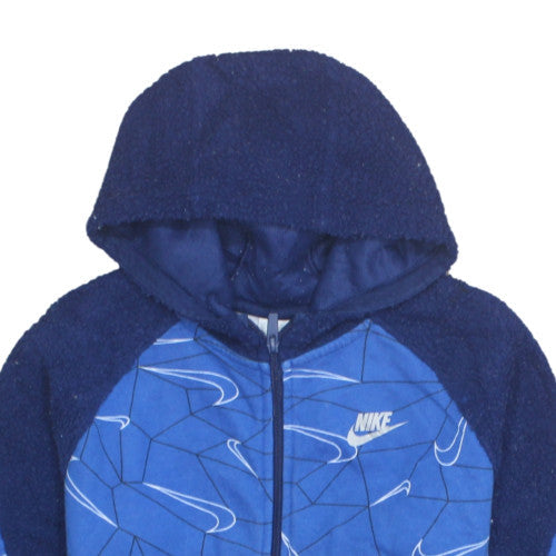 Nike Boys Blue Full Zip Fleece Hoodie XL 158-170cm Graphic Sportswear