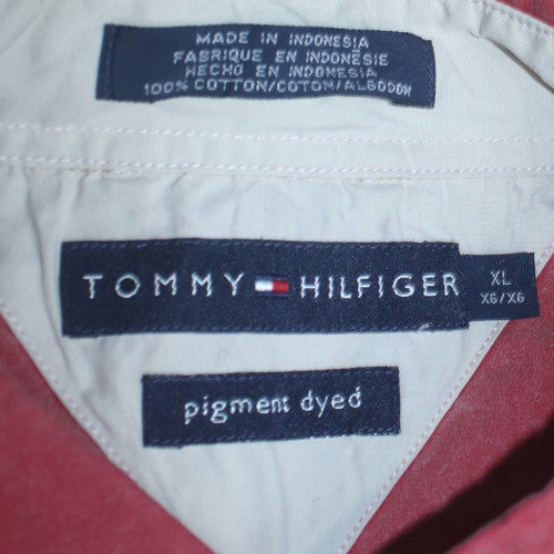 Tommy Hilfiger Men's Red Cotton Corduroy Button-Down Shirt XL