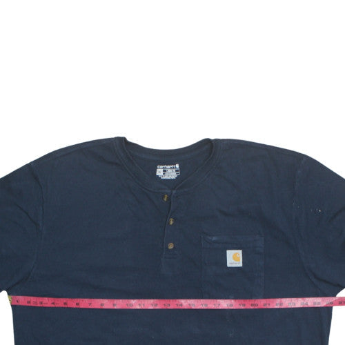 Carhartt Men's Navy Henley Long Sleeve Loose Fit T-Shirt XL