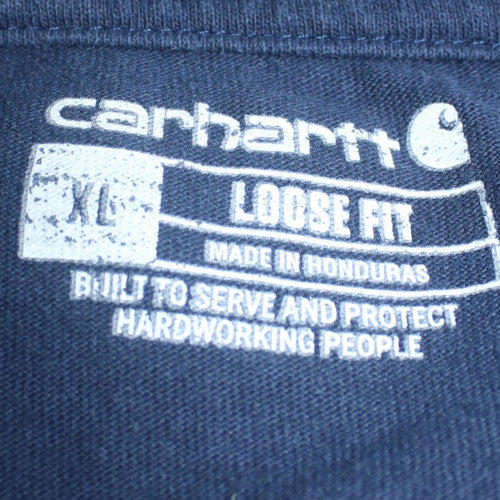 Carhartt Men's Navy Henley Long Sleeve Loose Fit T-Shirt XL