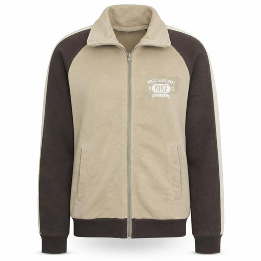 Nike Men's Beige Track Jacket Small Fleece Zip Up Sportswear