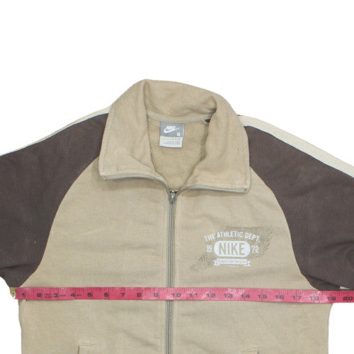 Nike Men's Beige Track Jacket Small Fleece Zip Up Sportswear