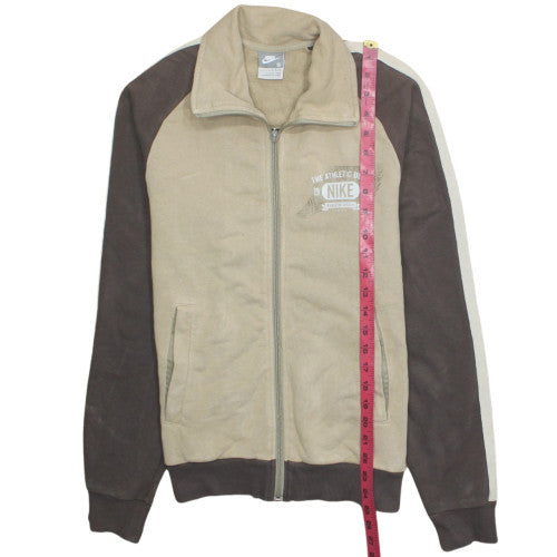Nike Men's Beige Track Jacket Small Fleece Zip Up Sportswear