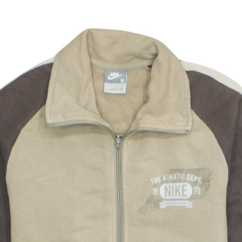 Nike Men's Beige Track Jacket Small Fleece Zip Up Sportswear