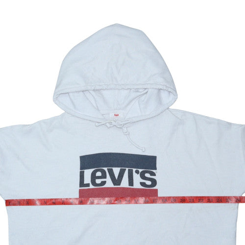 Levi's Women's White Pullover Hoodie Size L Logo Print Cotton Blend
