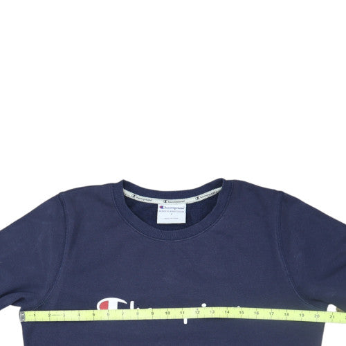 Champion Men's Blue Crew Neck Logo Pullover Sweatshirt Size S