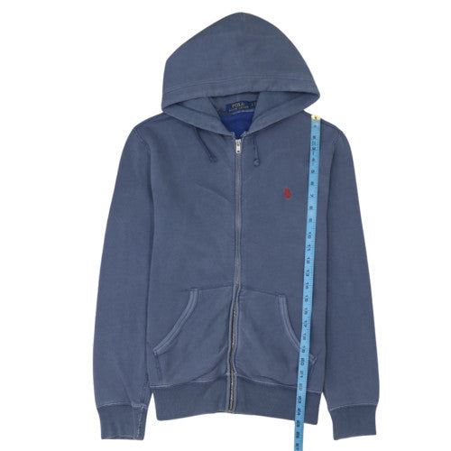 Ralph Lauren Men's Blue Full Zip Hoodie Size S Classic Logo Cotton Blend