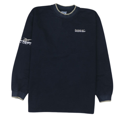 Reebok Mens Navy Blue Athletic Dept Sweatshirt L Pullover Fleece