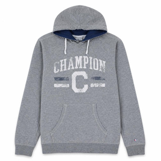 Champion Men's Grey Pullover Hoodie M Regular Fit Graphic Print