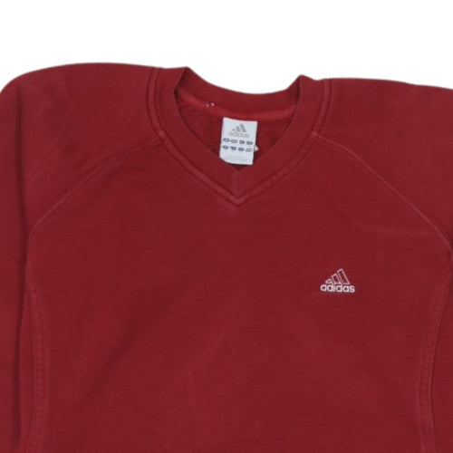 Adidas Womens Red V-Neck Sweatshirt Size 12 Casual Pullover