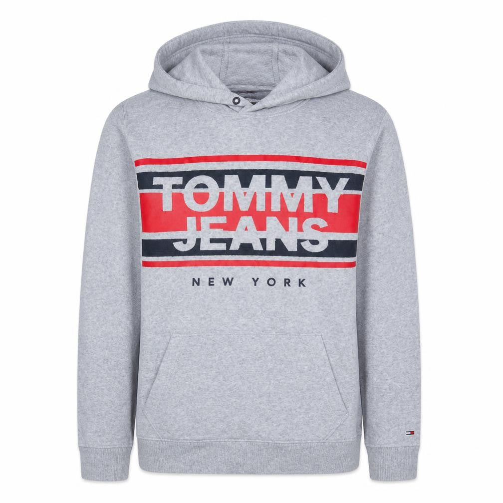 Tommy Jeans Men's Grey Regular Fit Hoodie Small Graphic Print Cotton Blend