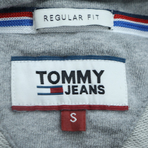 Tommy Jeans Men's Grey Regular Fit Hoodie Small Graphic Print Cotton Blend