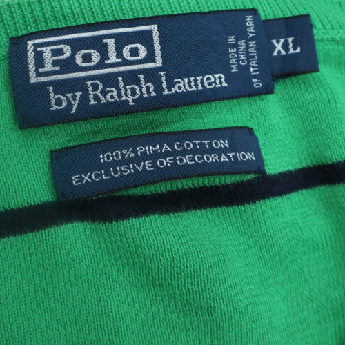 Ralph Lauren Men’s Green Striped Cotton Crew Neck Jumper XL