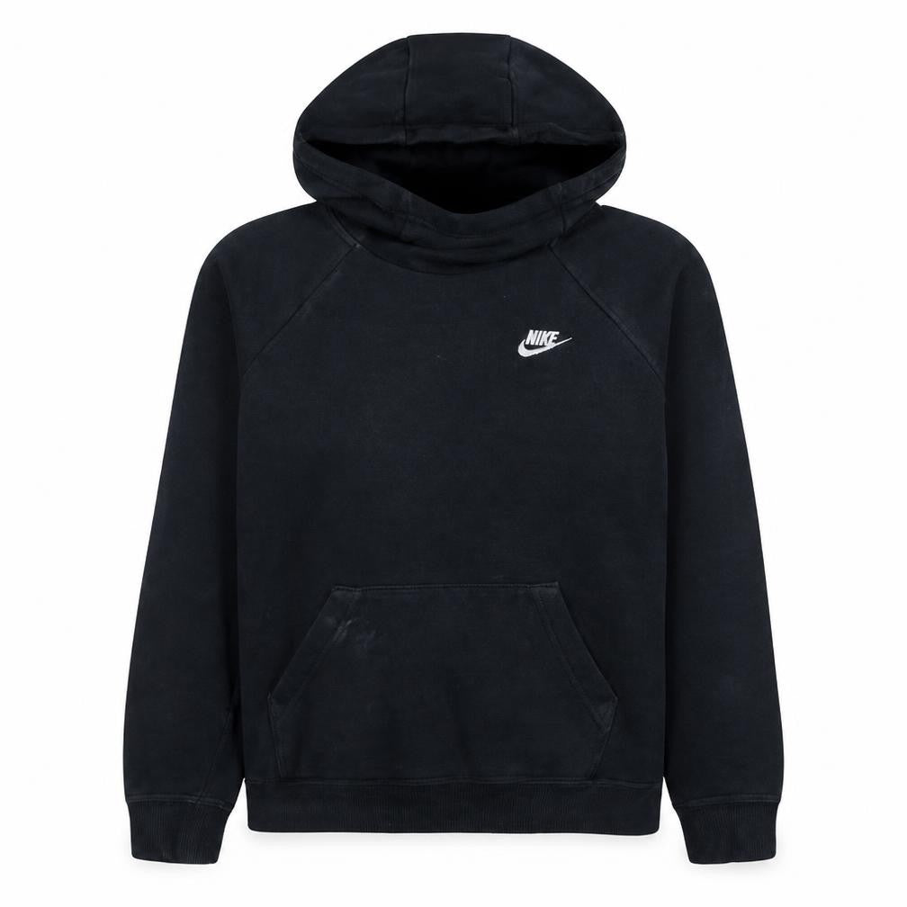Nike Women Black Pullover Hoodie M Hooded Raglan Sleeve Logo Sweatshirt