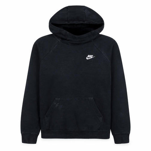 Nike Women Black Pullover Hoodie M Hooded Raglan Sleeve Logo Sweatshirt