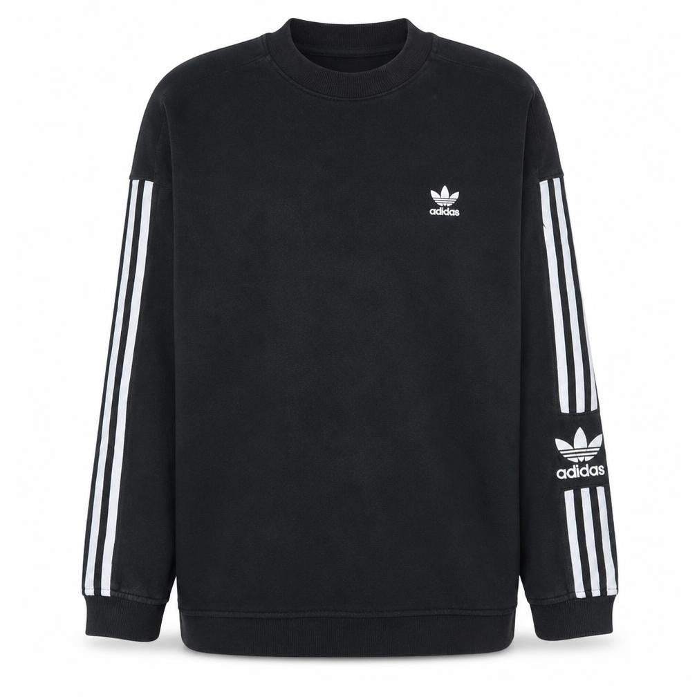 adidas Womens Black Medium Crew Neck Pullover Sweatshirt with Logo