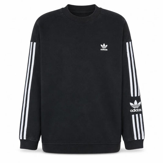 adidas Womens Black Medium Crew Neck Pullover Sweatshirt with Logo