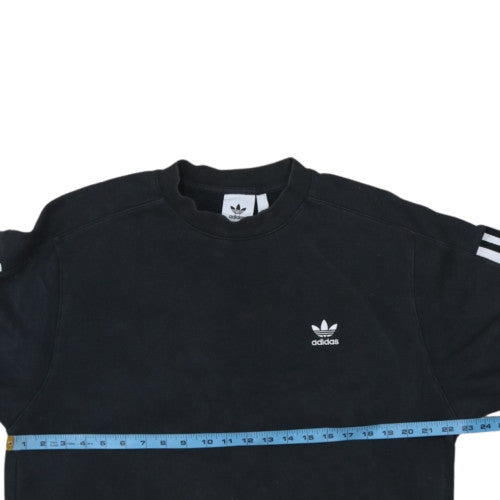 adidas Womens Black Medium Crew Neck Pullover Sweatshirt with Logo