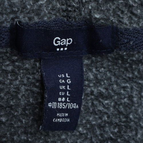 GAP Mens Black Full Zip Hoodie L Fleece Lined Classic Logo Sweatshirt