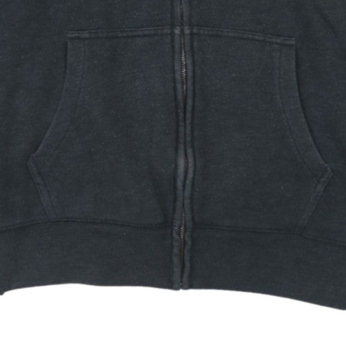 GAP Mens Black Full Zip Hoodie L Fleece Lined Classic Logo Sweatshirt