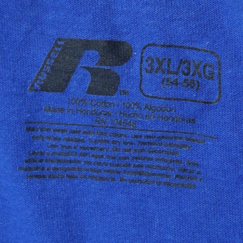 Russell Men's Blue 3XL Graphic Crew Neck T-Shirt Cotton Sports Tee