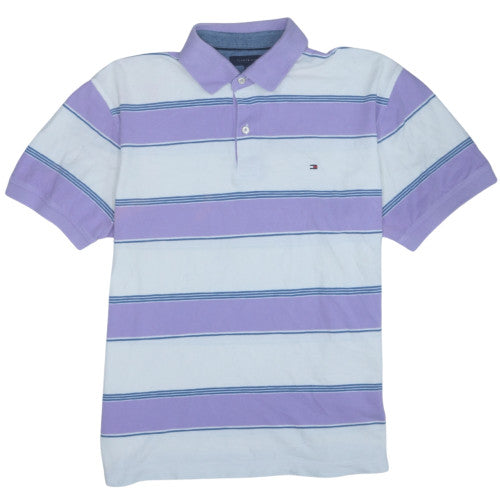 Tommy Hilfiger Men's Purple Striped Cotton Polo Shirt XL