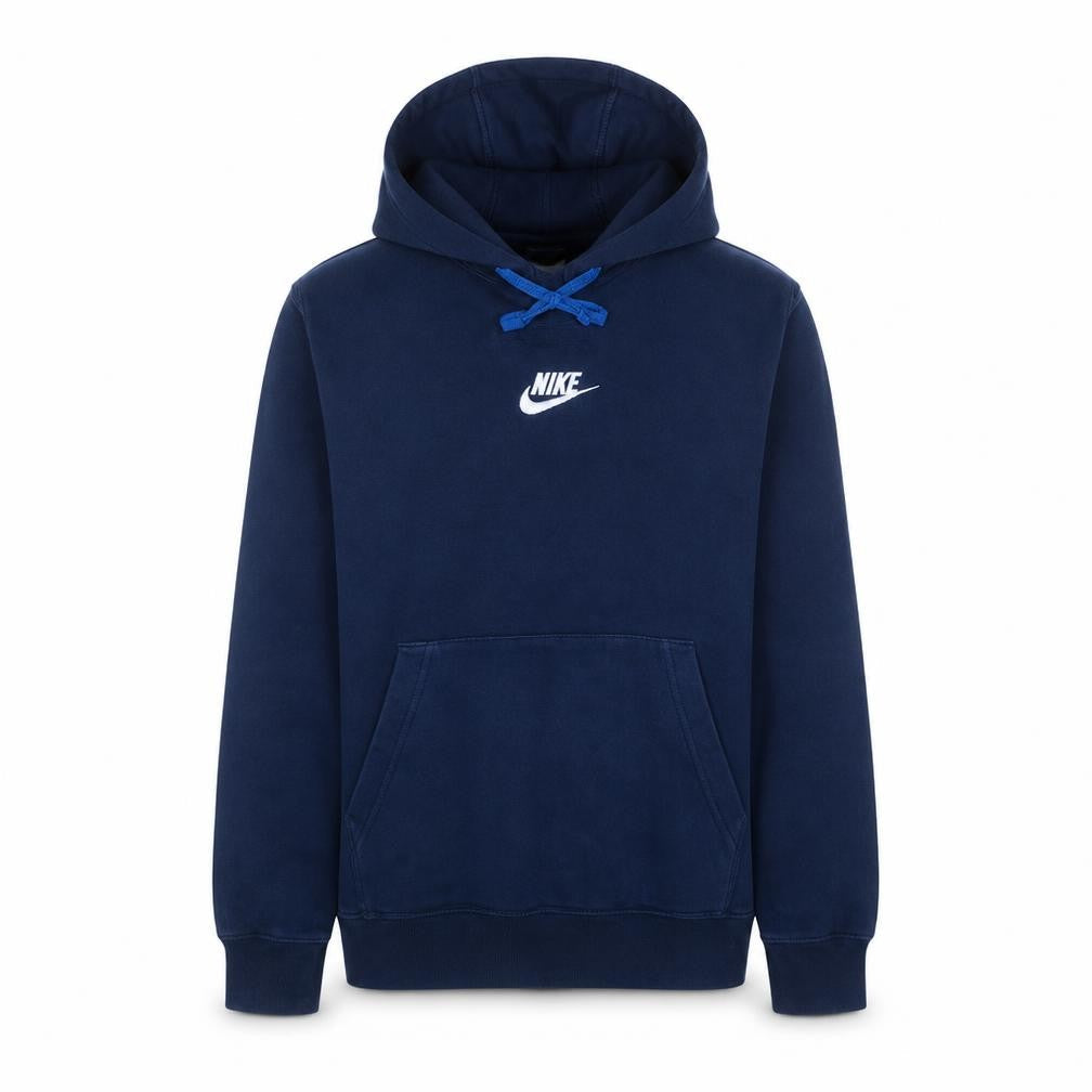 Nike Men's Blue Pullover Hoodie Small Logo Fleece Sweatshirt