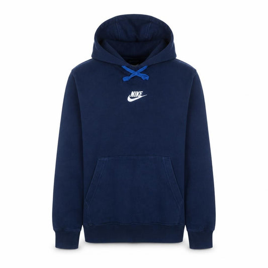 Nike Men's Blue Pullover Hoodie Small Logo Fleece Sweatshirt