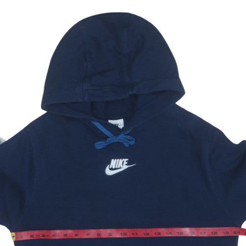 Nike Men's Blue Pullover Hoodie Small Logo Fleece Sweatshirt