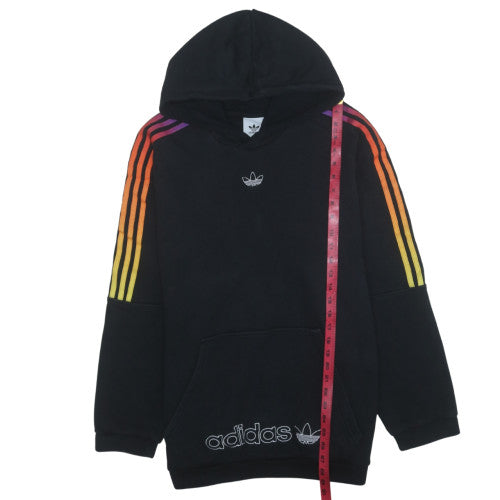 Adidas Mens Black XL Pullover Hoodie with Rainbow Stripes