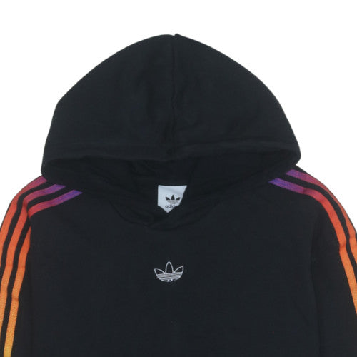 Adidas Mens Black XL Pullover Hoodie with Rainbow Stripes
