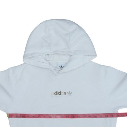 Adidas Womens White XS Pullover Hoodie with Logo Print
