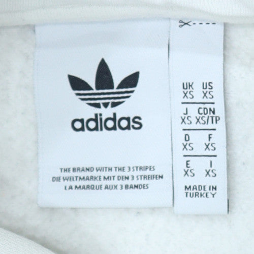 Adidas Womens White XS Pullover Hoodie with Logo Print