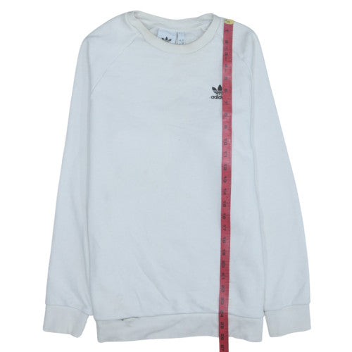 Adidas Women White Small Crew Neck Long Sleeve Sweatshirt