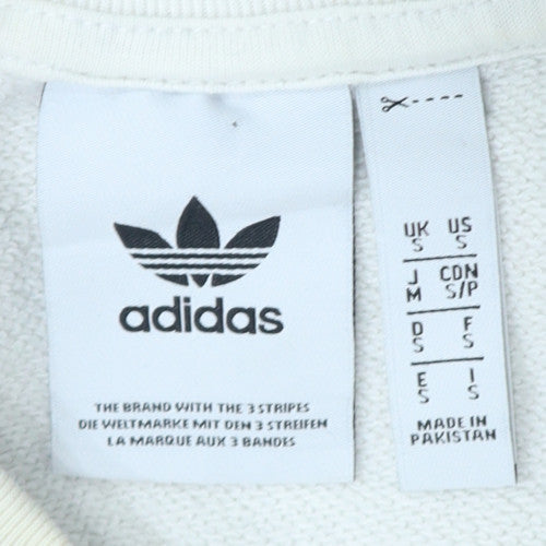 Adidas Women White Small Crew Neck Long Sleeve Sweatshirt