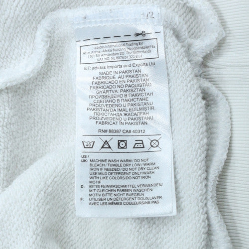 Adidas Women White Small Crew Neck Long Sleeve Sweatshirt