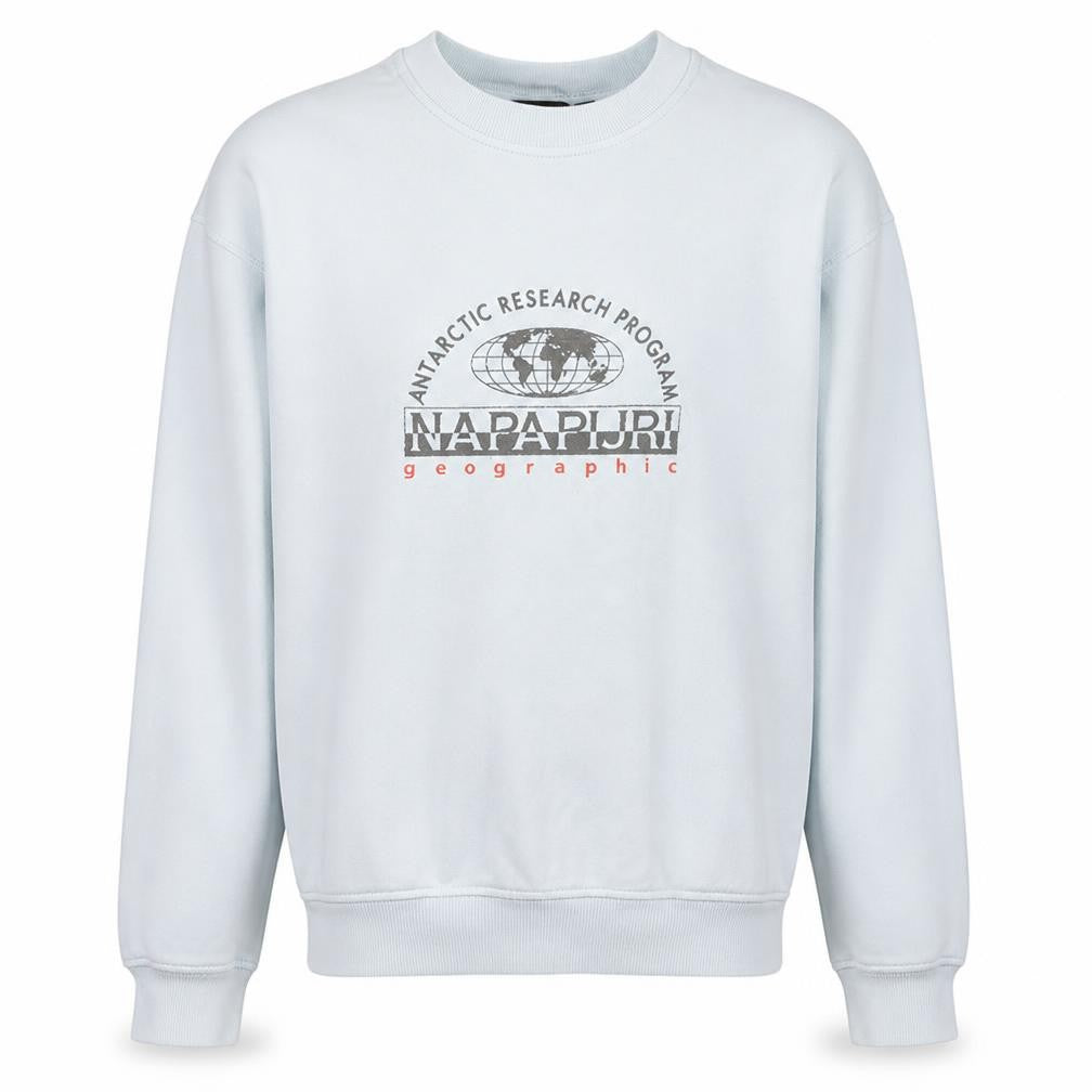 Napapijri Men's White Crew Neck Sweatshirt Size M Regular Fit