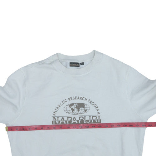 Napapijri Men's White Crew Neck Sweatshirt Size M Regular Fit
