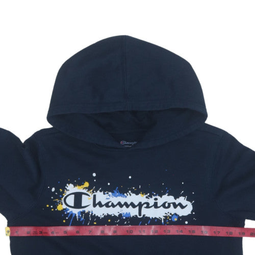 Champion Boys Blue Pullover Hoodie XL Fleece Graphic Logo Sweatshirt
