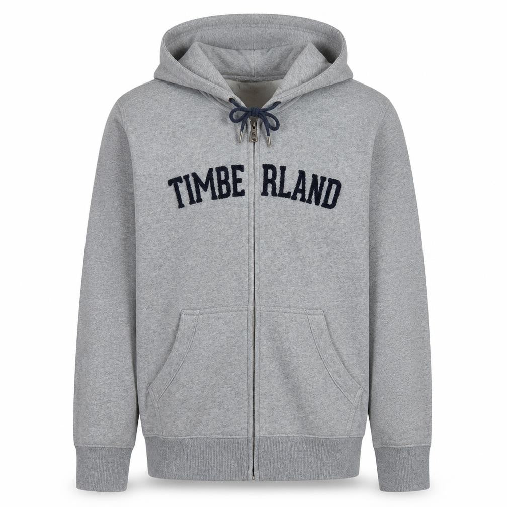 Timberland Men's Grey Full Zip Hoodie S Fleece Cotton Outdoor
