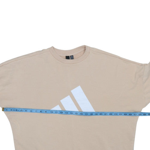 Adidas Womens Beige Pullover Sweatshirt 1X Logo Crew Neck Casual