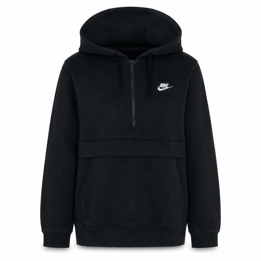 Nike Womens Black 1/2 Zip Hoodie Size L Cotton Blend Pullover