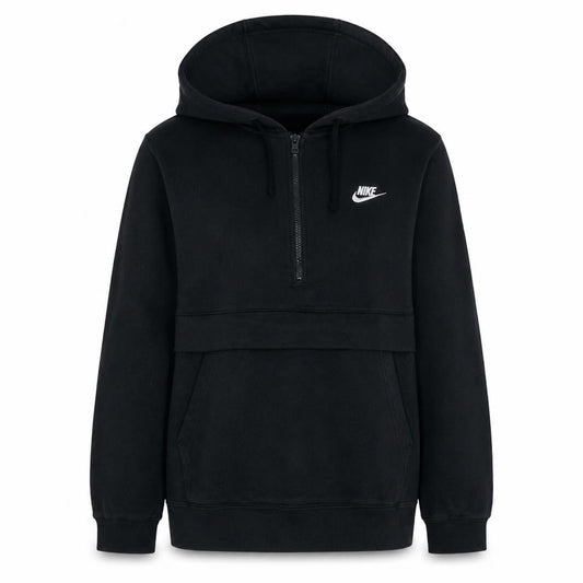 Nike Womens Black 1/2 Zip Hoodie Size L Cotton Blend Pullover