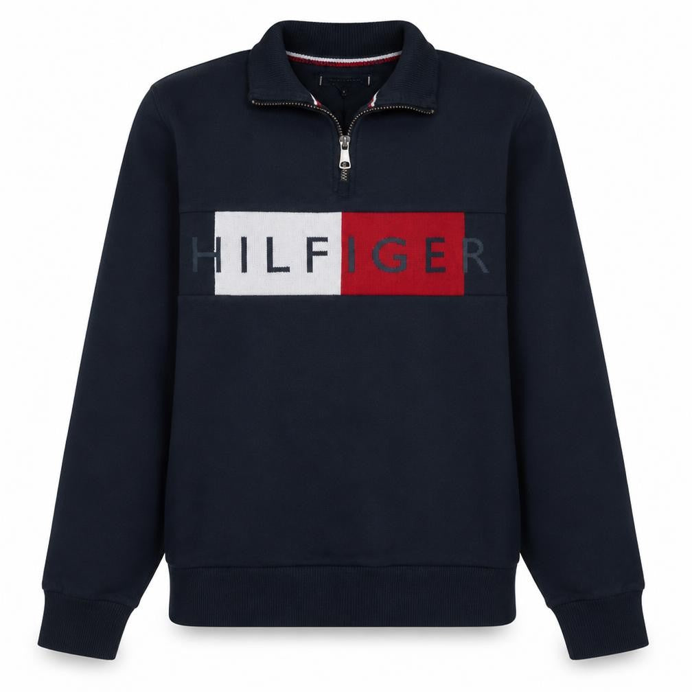 Tommy Hilfiger Men’s Blue 1/2 Zip Logo Jumper Size M
