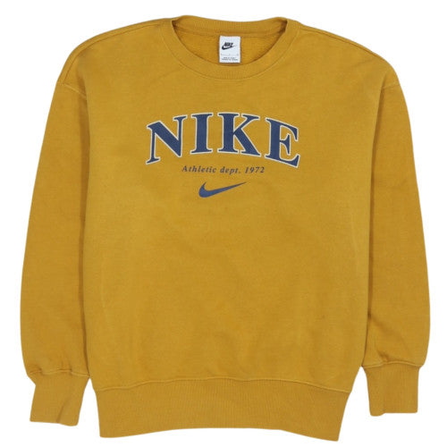 Nike Womens Yellow Crew Neck Pullover Sweatshirt Size M